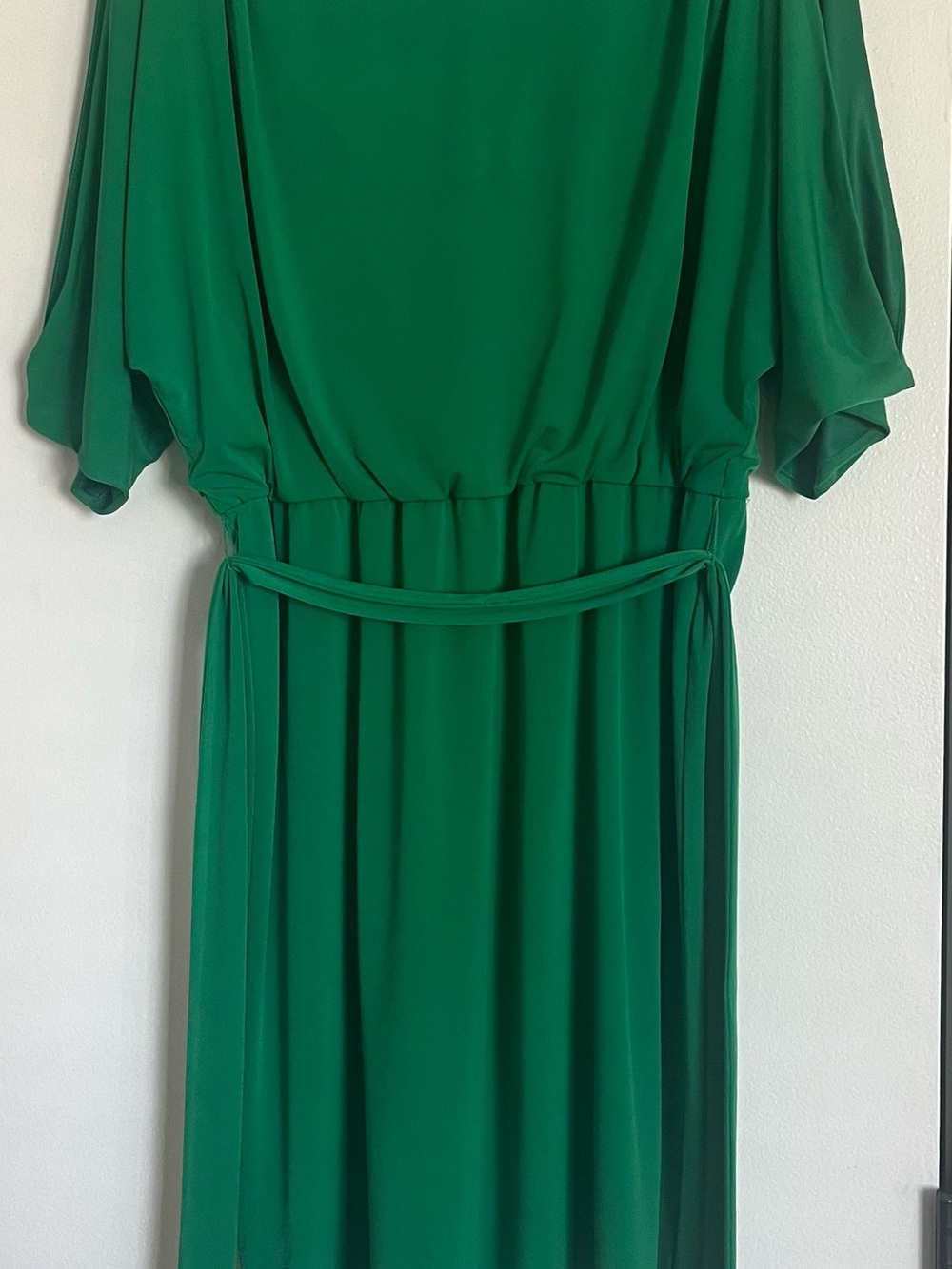 Jessica Simpson Emerald Green Midi Dress with Self Tie Belt